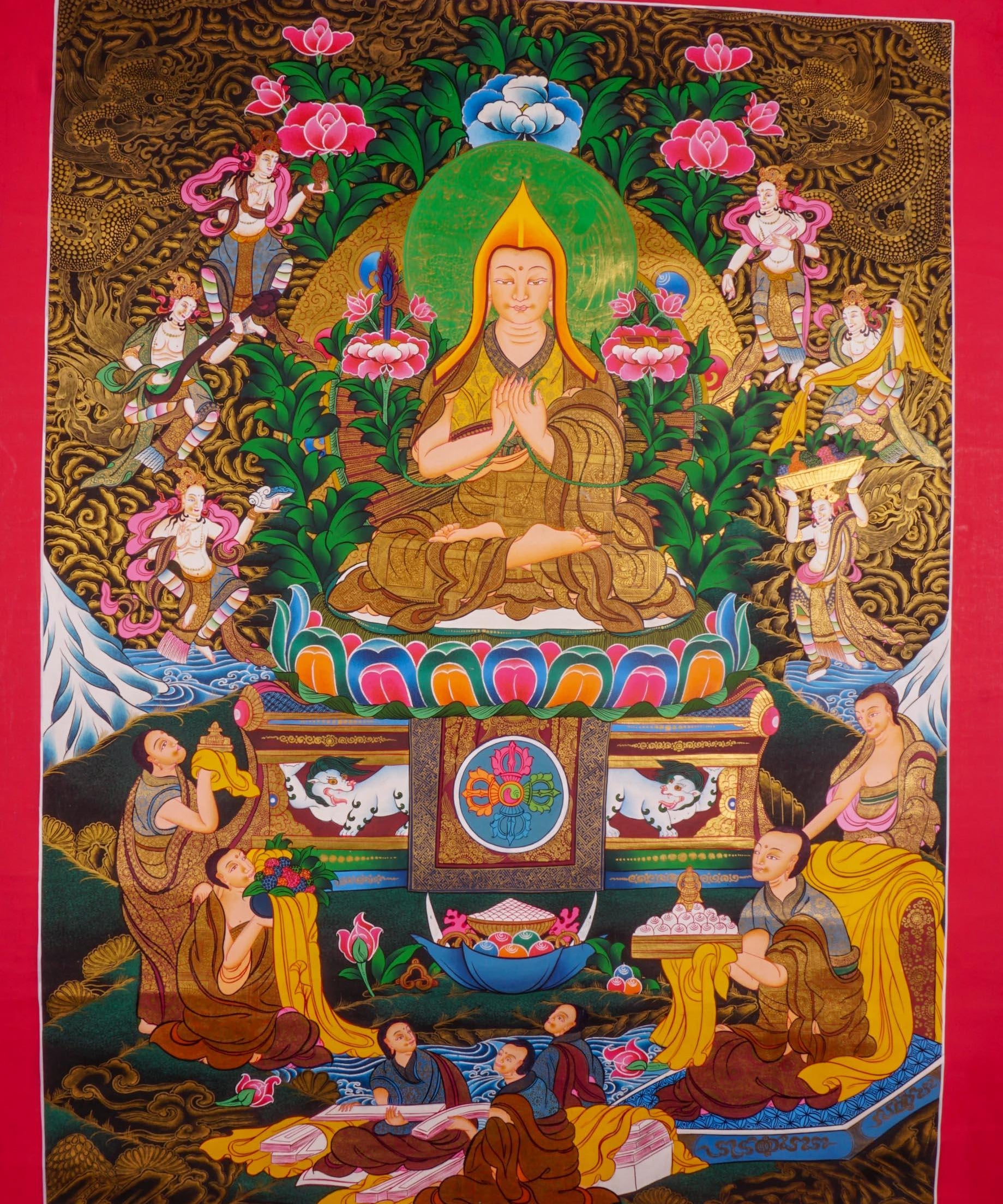 Chungapa Thangka painting on cotton canvas for wall hanging . This is a master piece art of Chungapa.