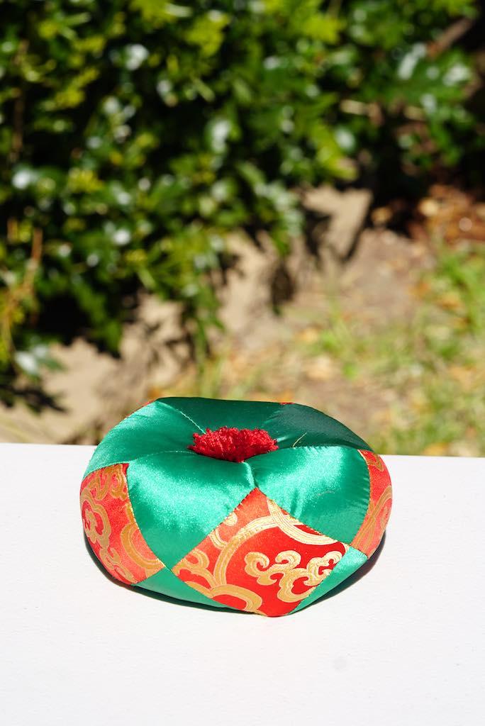 Green and Red Cushion for singing bowl