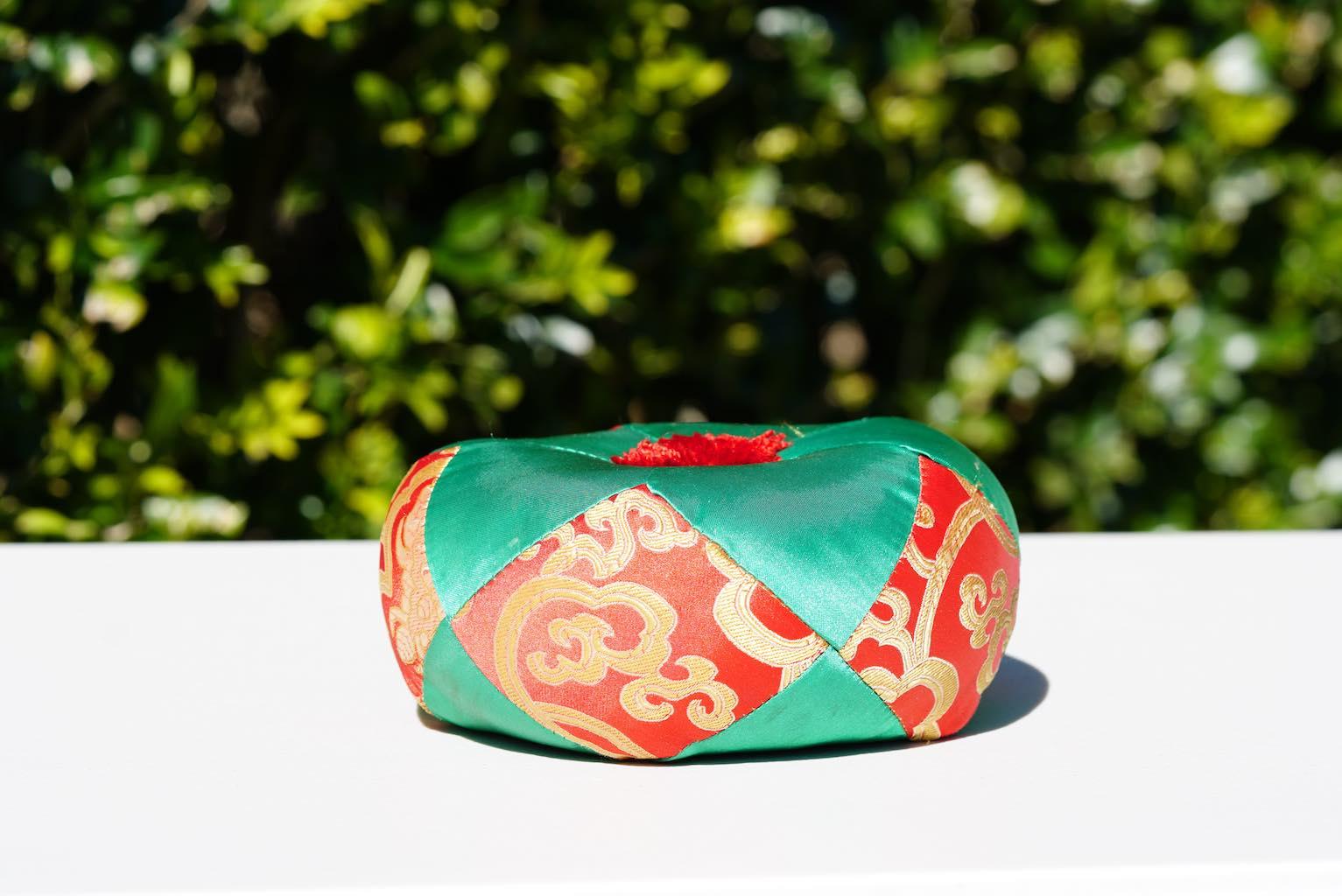 Green and Red Cushion for singing bowl