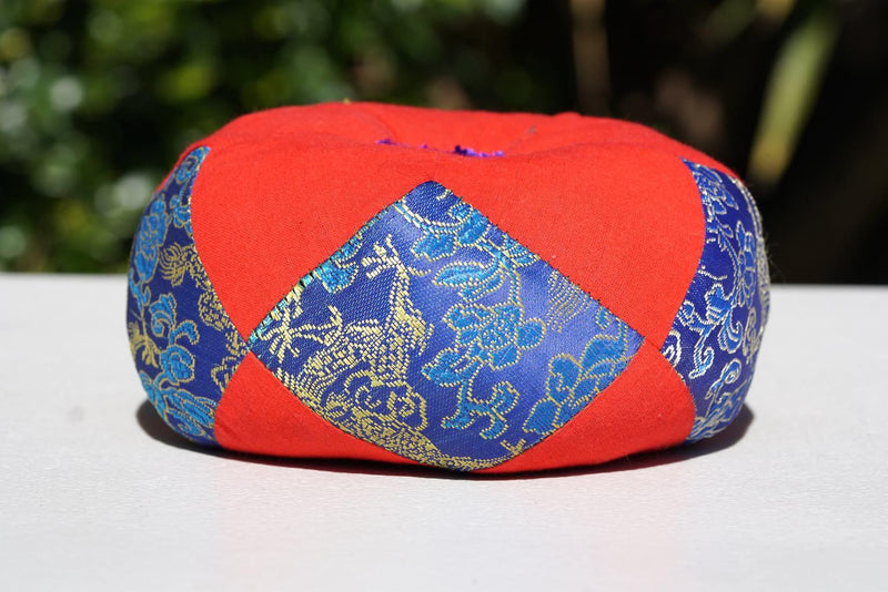 Singing bowl cushion hand embroidery in silk from Nepal