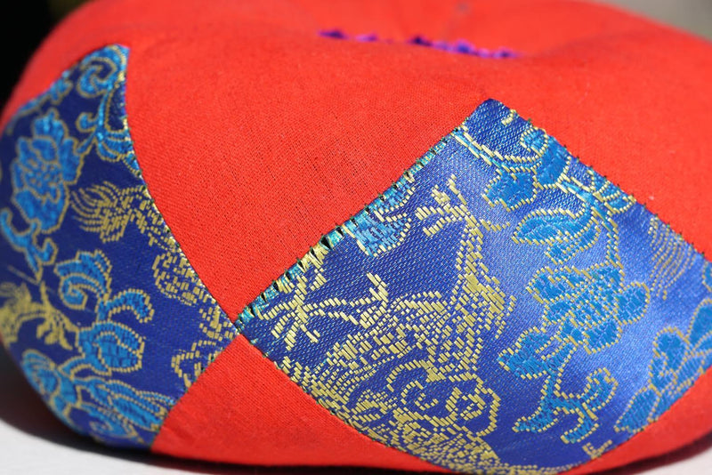 Singing bowl cushion hand embroidery in silk from Nepal