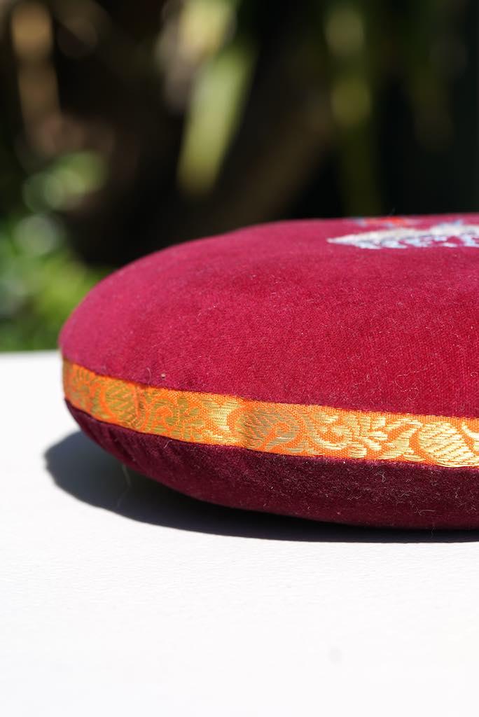 Singing bowl cushion hand embroidery in velvet