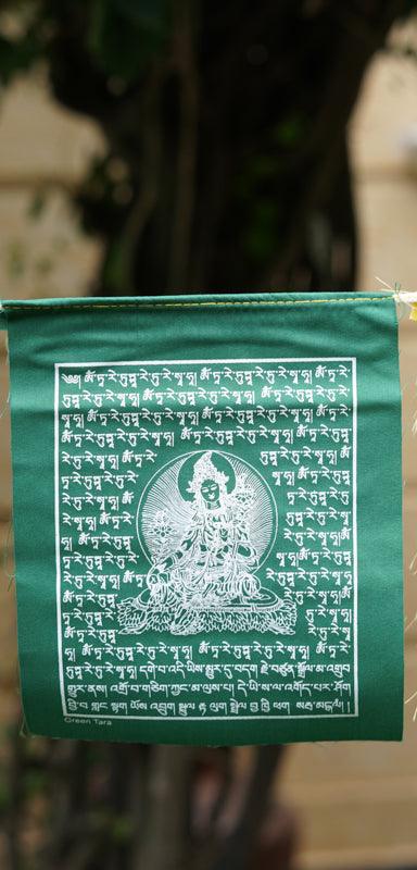 Green Tara cotton prayer flag