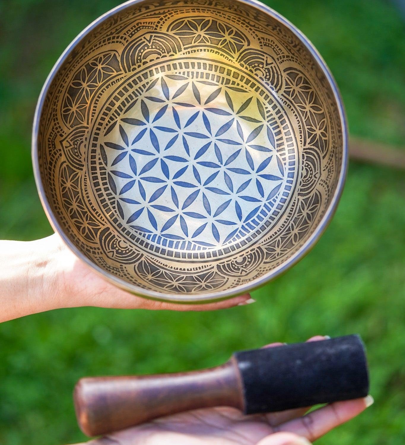 Flower of Life Singing Bowl - Handcrafted Tibetan Bowl