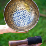 Flower of Life Singing Bowl - Handcrafted Tibetan Bowl