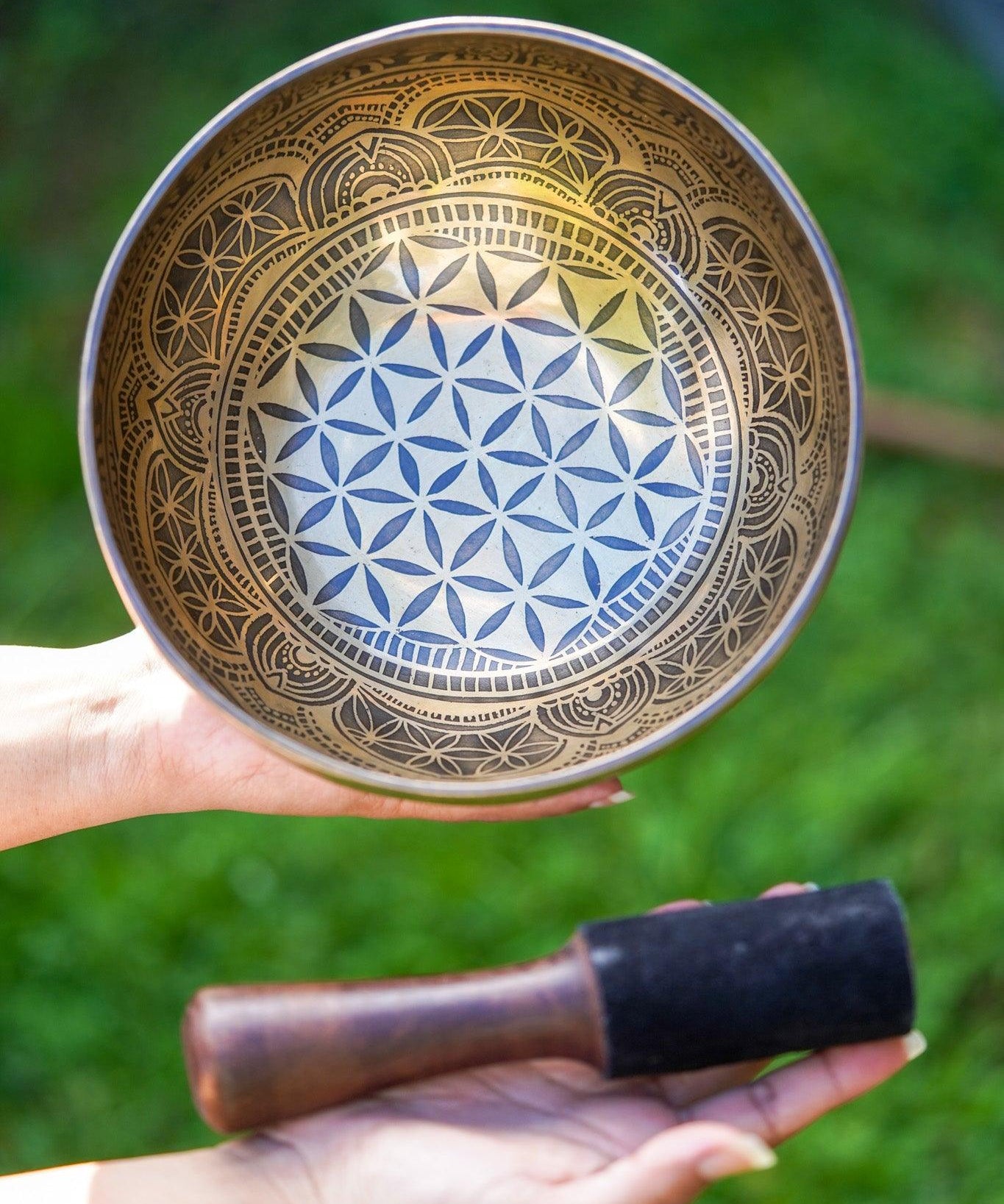 Flower of Life Singing Bowl - Handcrafted Tibetan Bowl