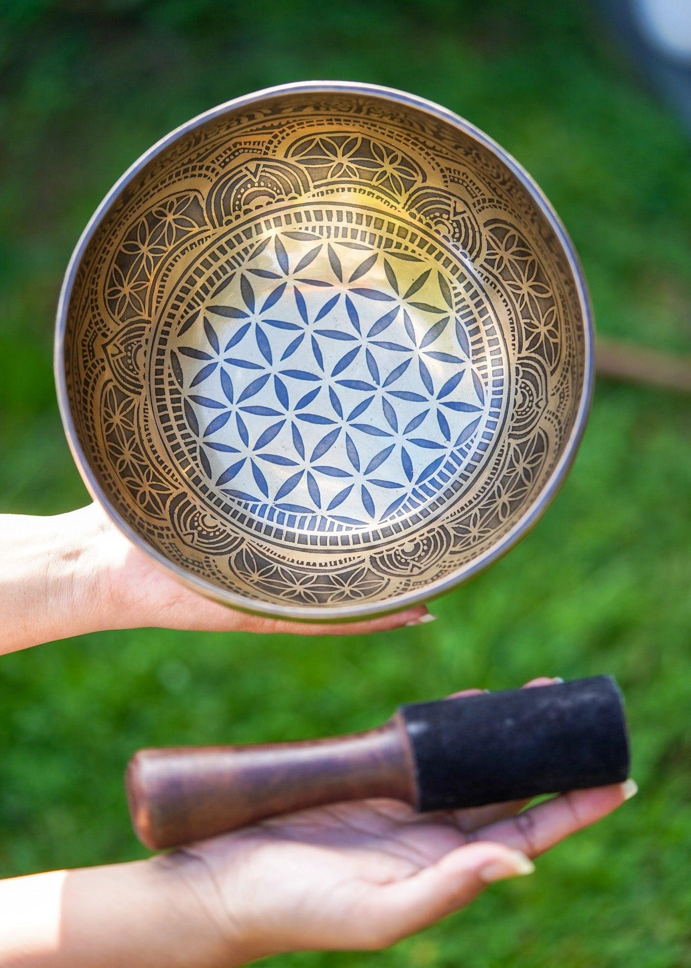 Flower of Life Singing Bowl - Handcrafted Tibetan Bowl