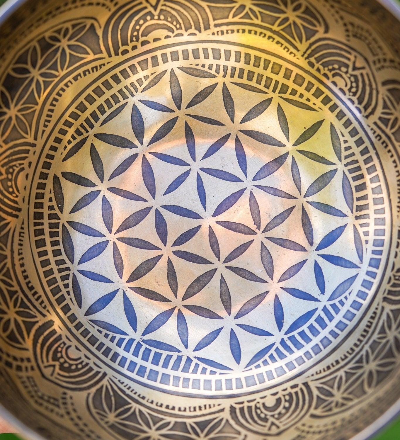 Flower of Life Singing Bowl - Handcrafted Tibetan Bowl