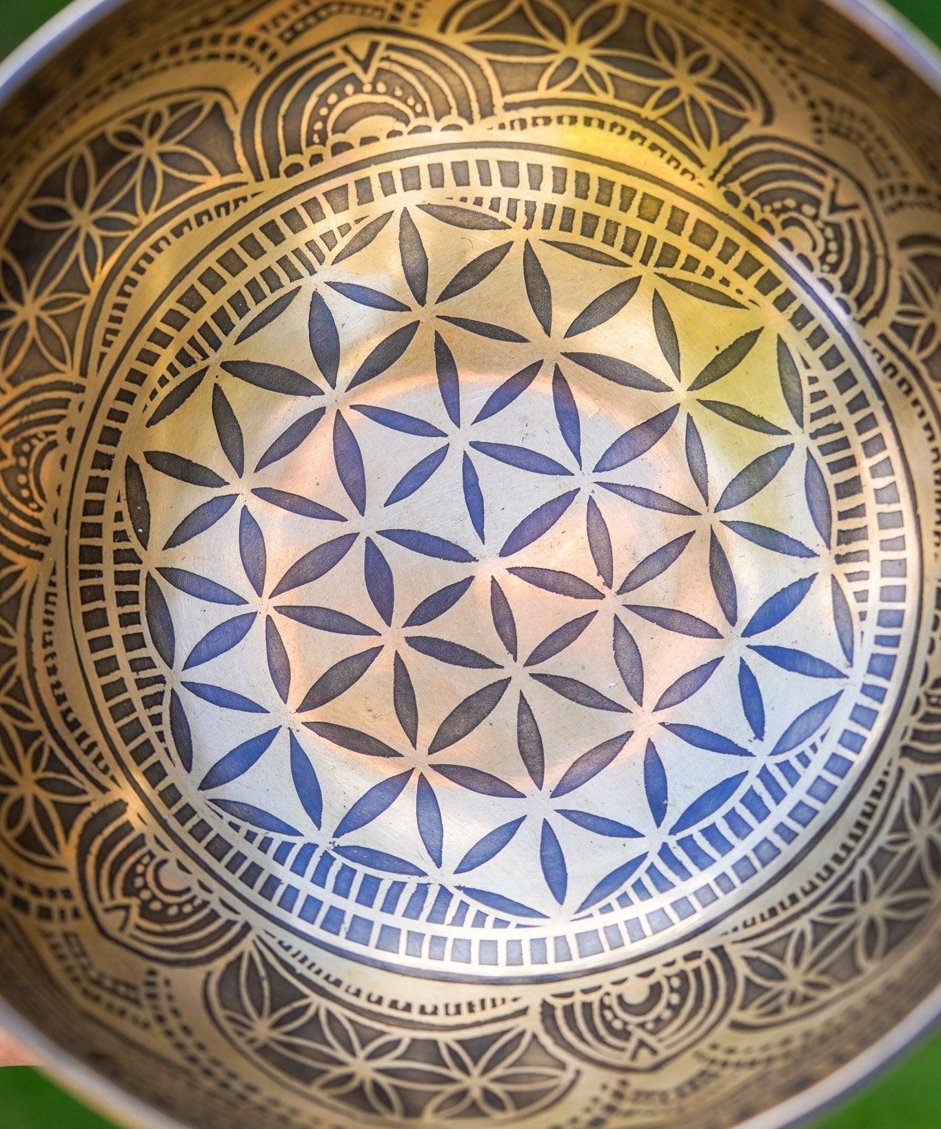 Flower of Life Singing Bowl - Handcrafted Tibetan Bowl