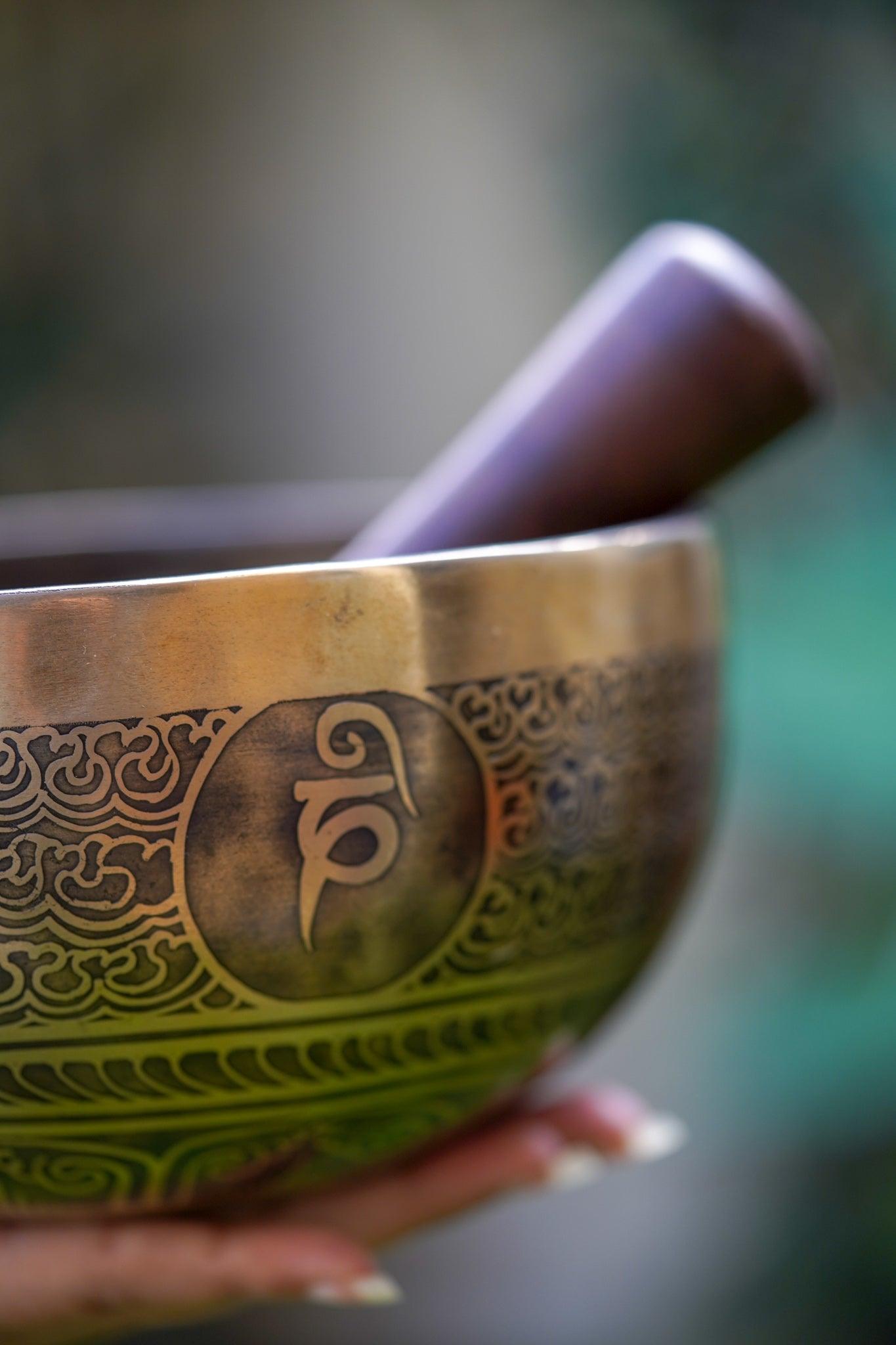 Flower of Life Singing Bowl - Handcrafted Tibetan Bowl