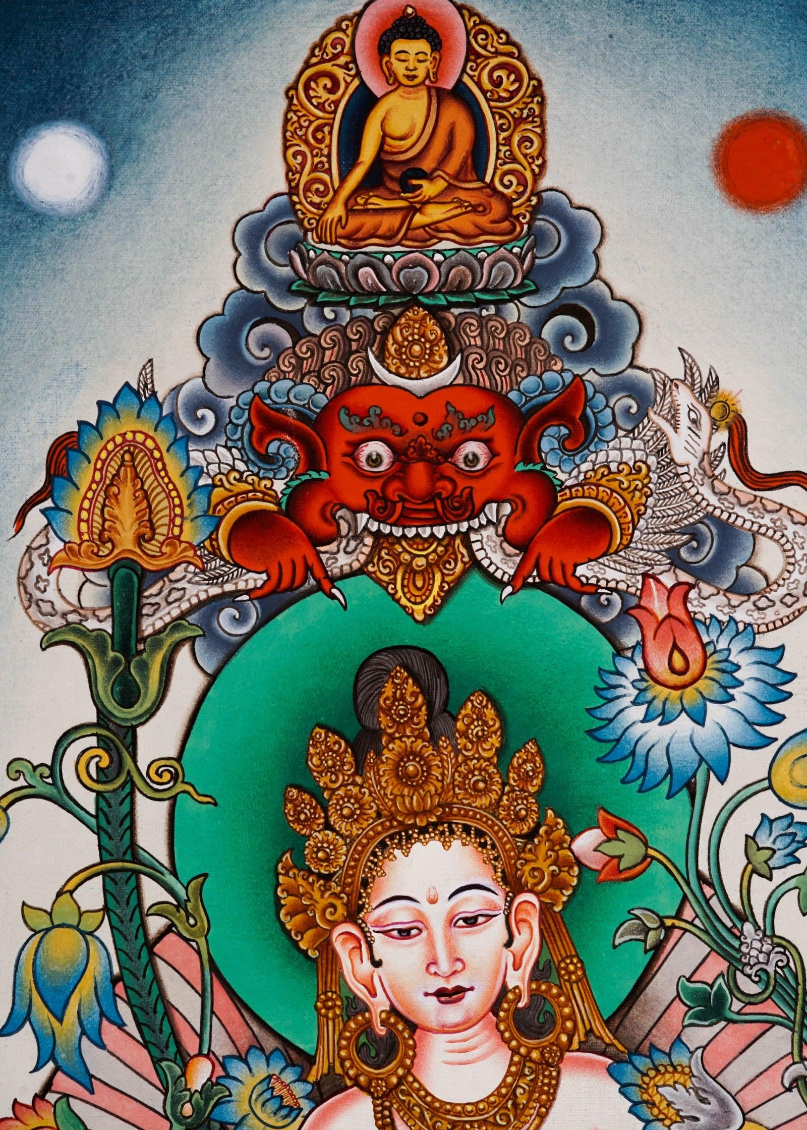 Beautiful Tara thangka painting - Best handpainted thangka painting - HimalayasShop 