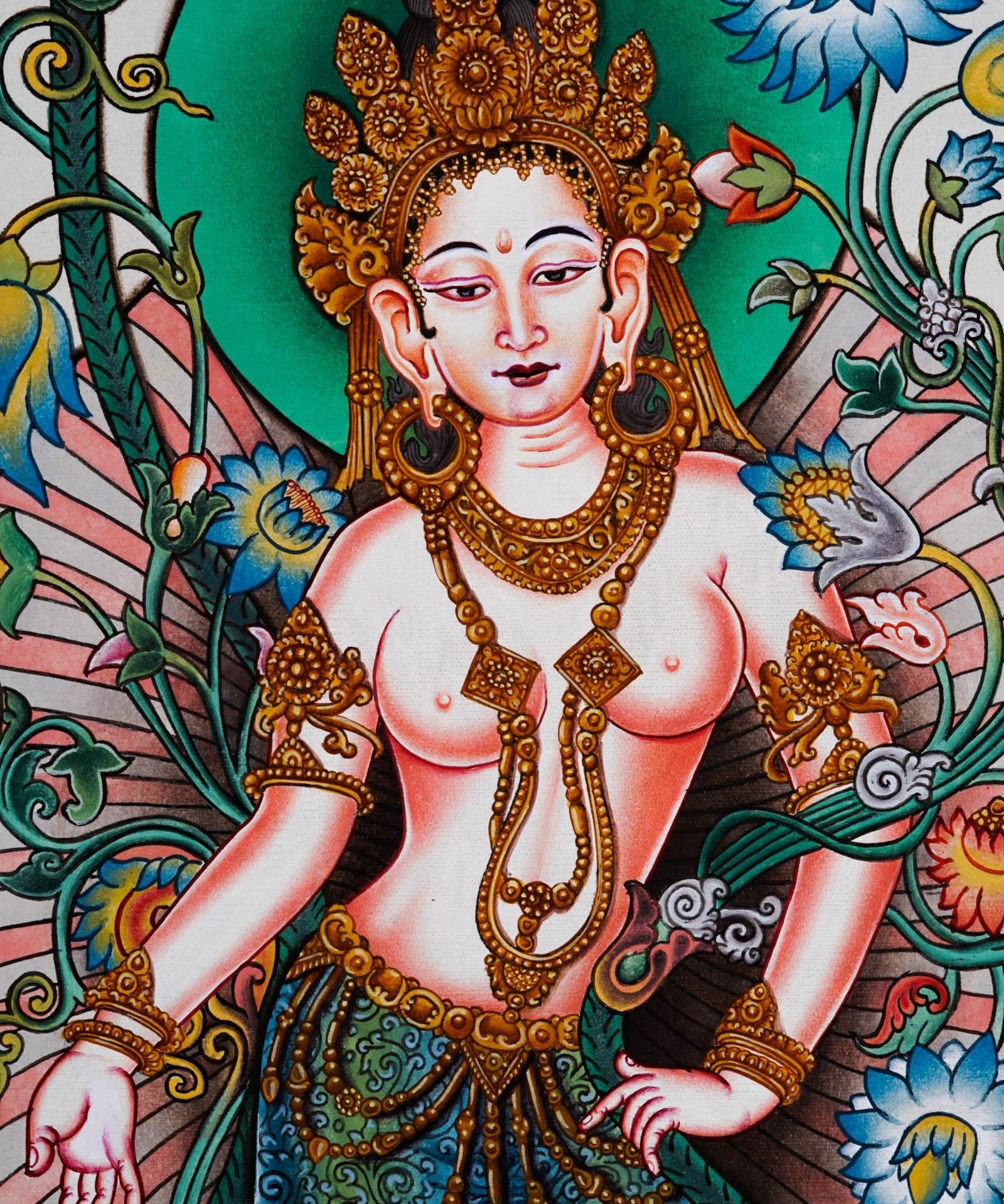 Beautiful Tara thangka painting - Best handpainted thangka painting - HimalayasShop 