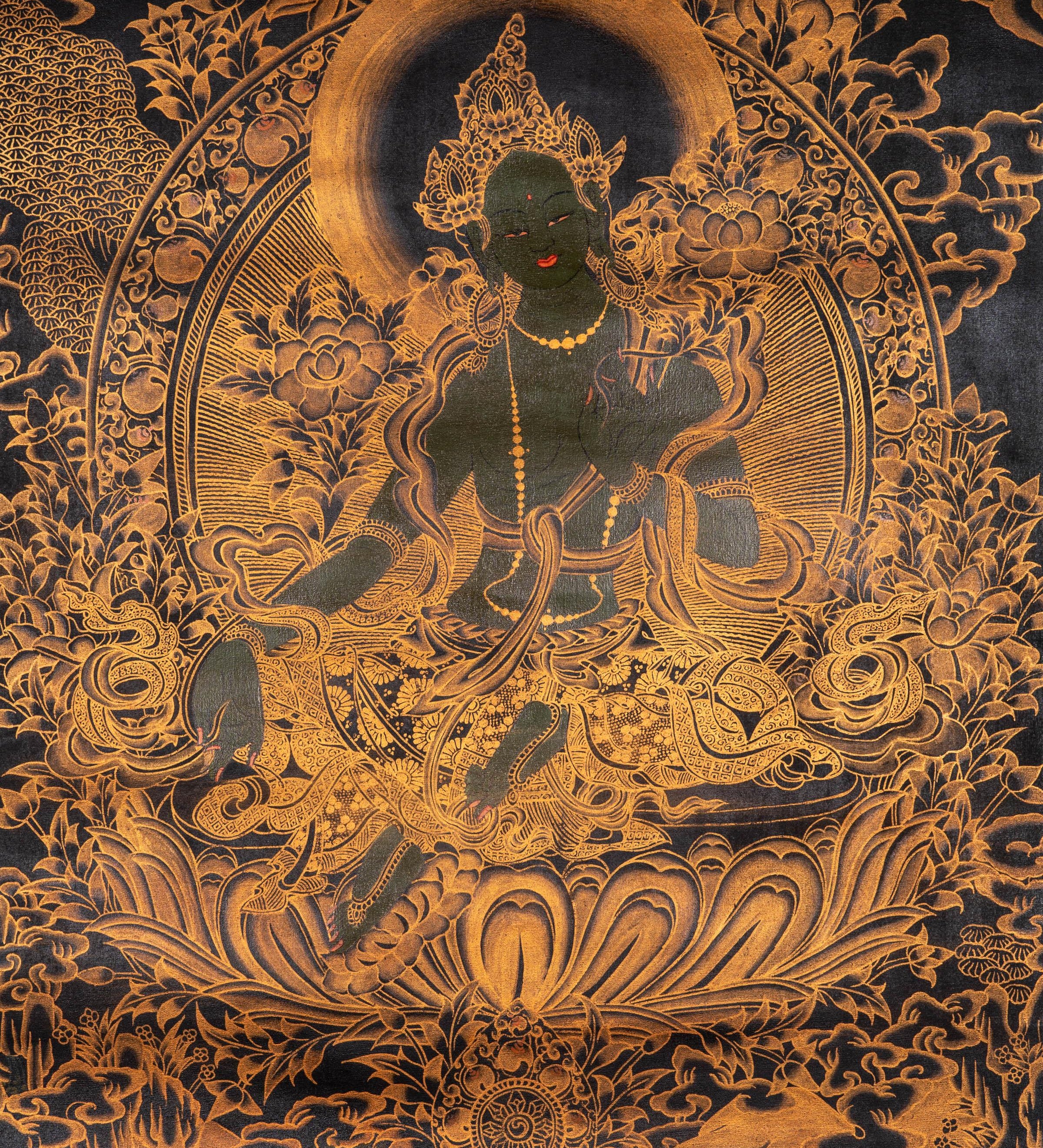 Antique Green Tara Thangka