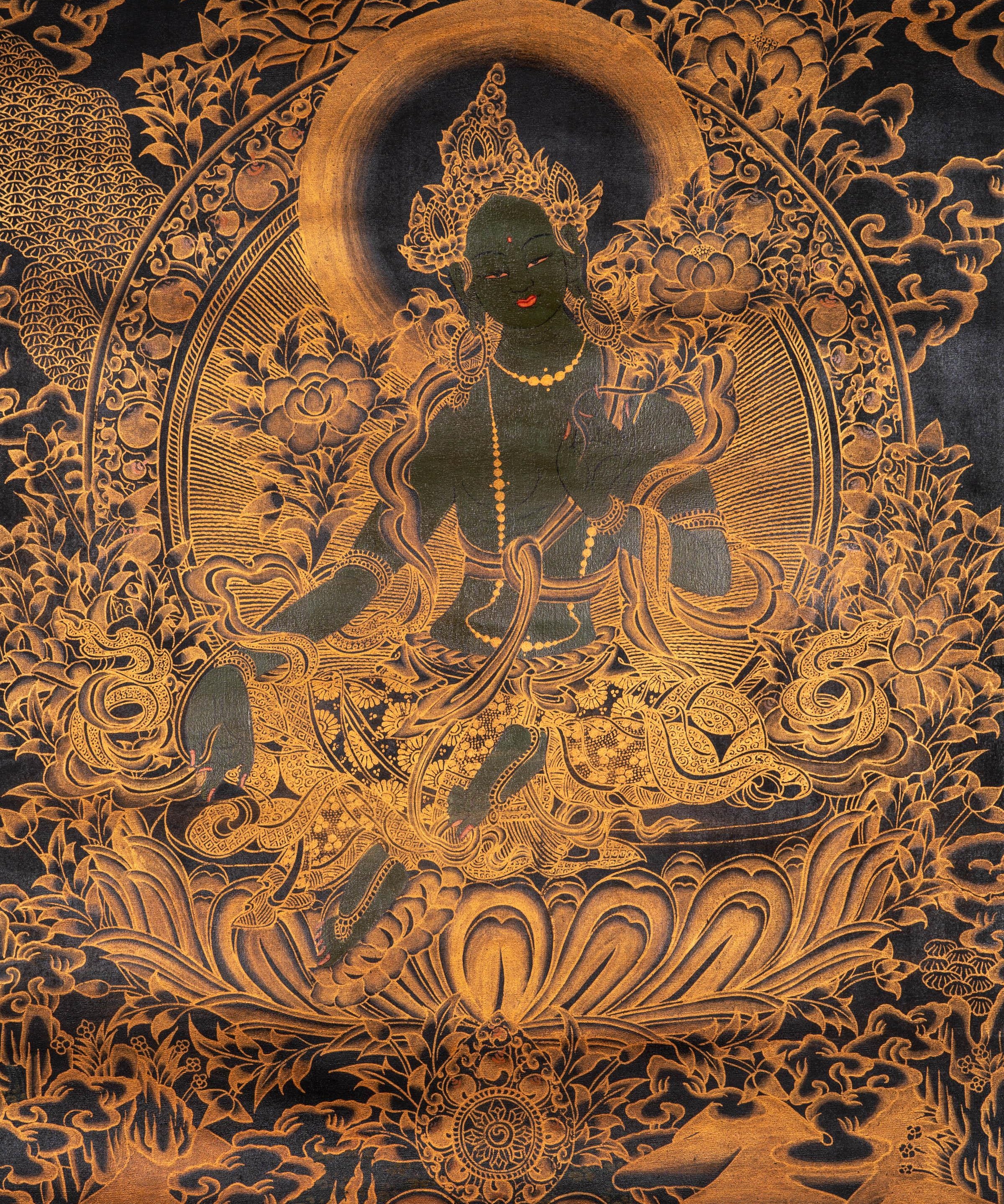 Antique Green Tara Thangka