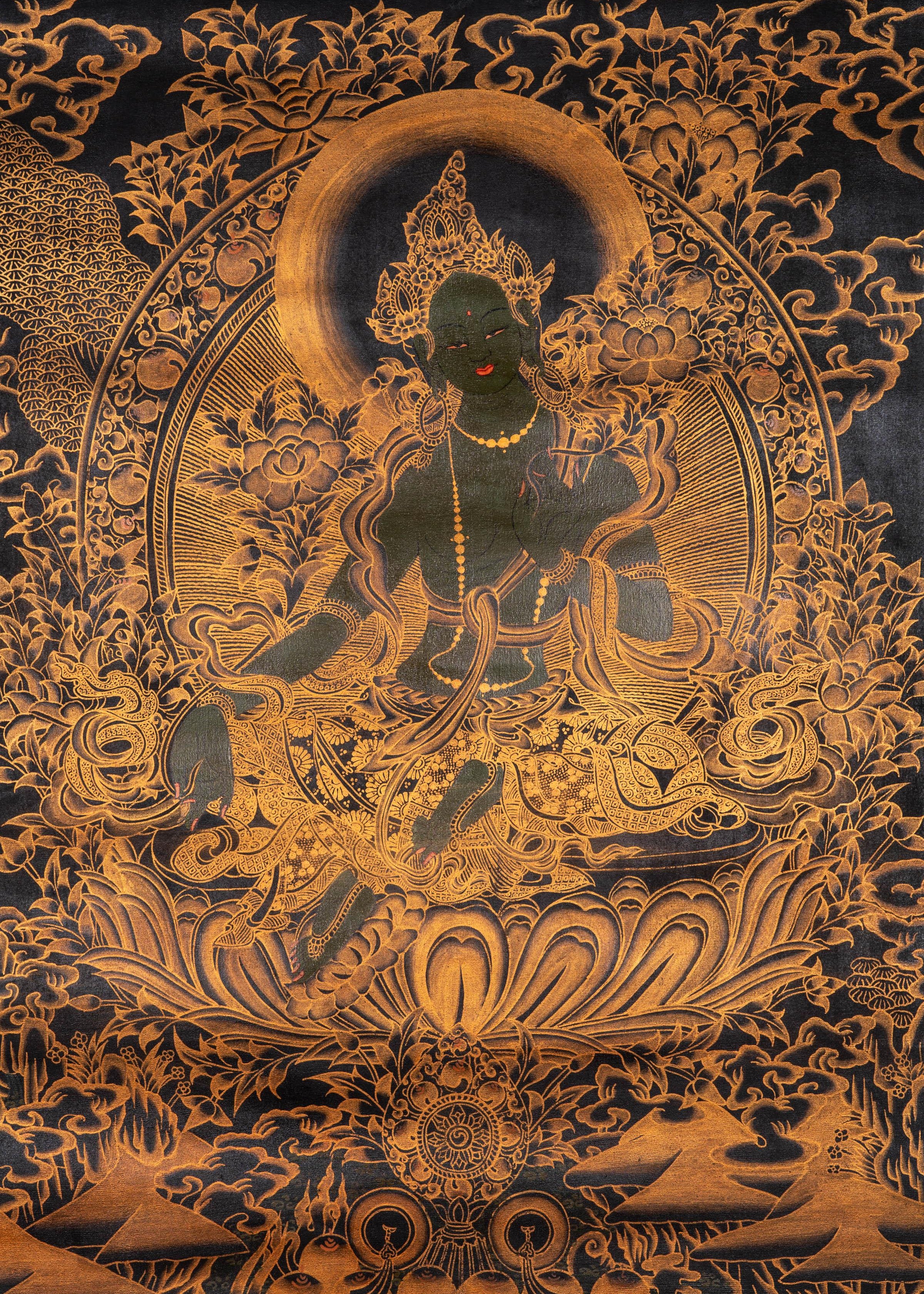 Antique Green Tara Thangka