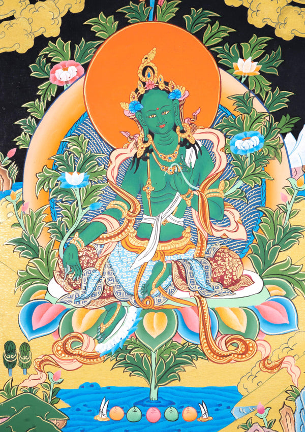 Authentic Green Tara Thangka Painting