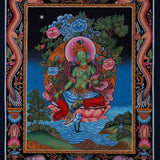 Newari Style - Green Tara thangka - Best handpainted thangka painting - HimalayasShop
