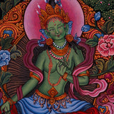Newari Style - Green Tara thangka - Best handpainted thangka painting - HimalayasShop