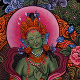 Newari Style - Green Tara thangka - Best handpainted thangka painting - HimalayasShop