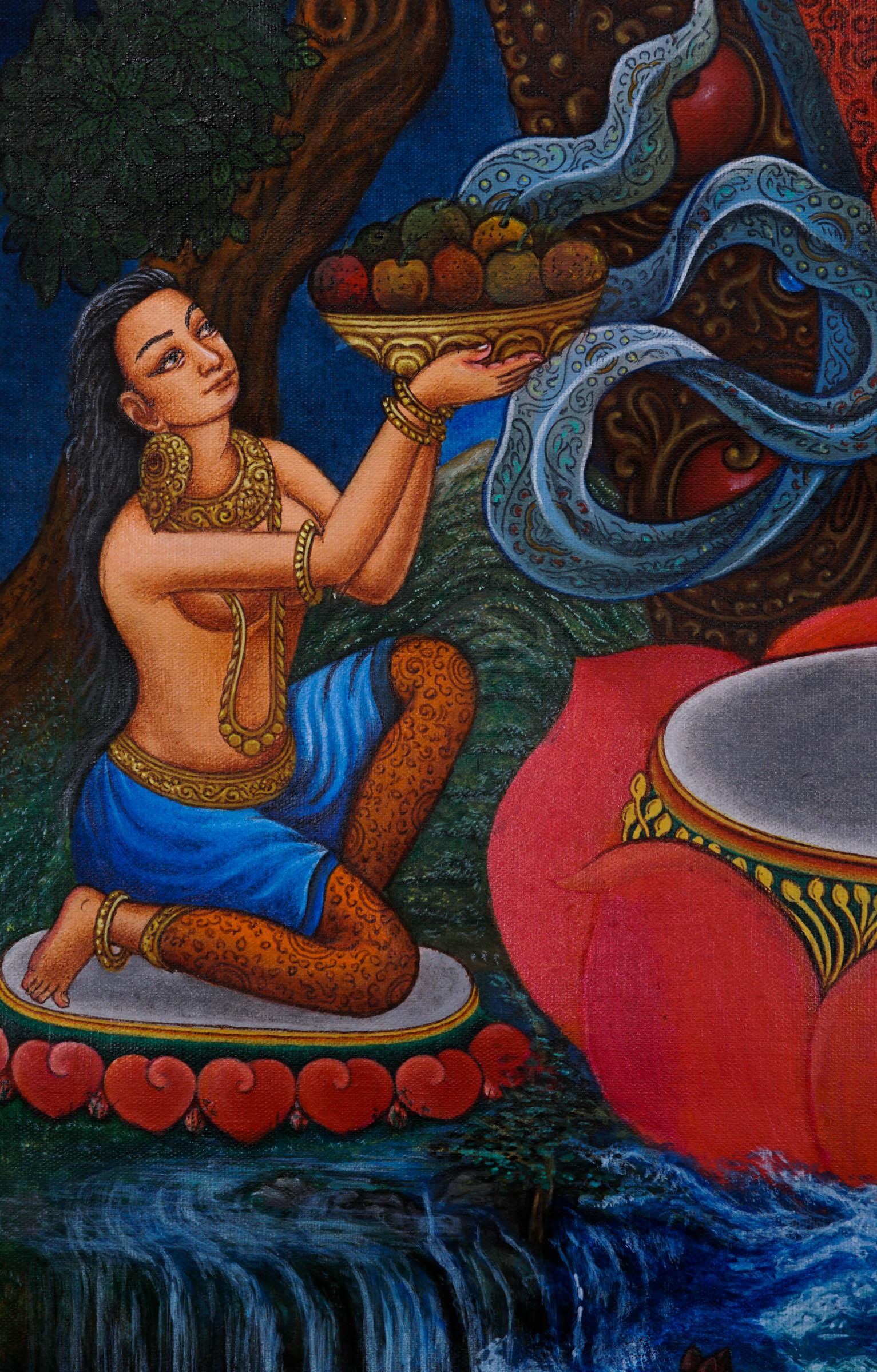 Newari Thangka - Green Tara - Best handpainted thangka painting - HimalayasShop