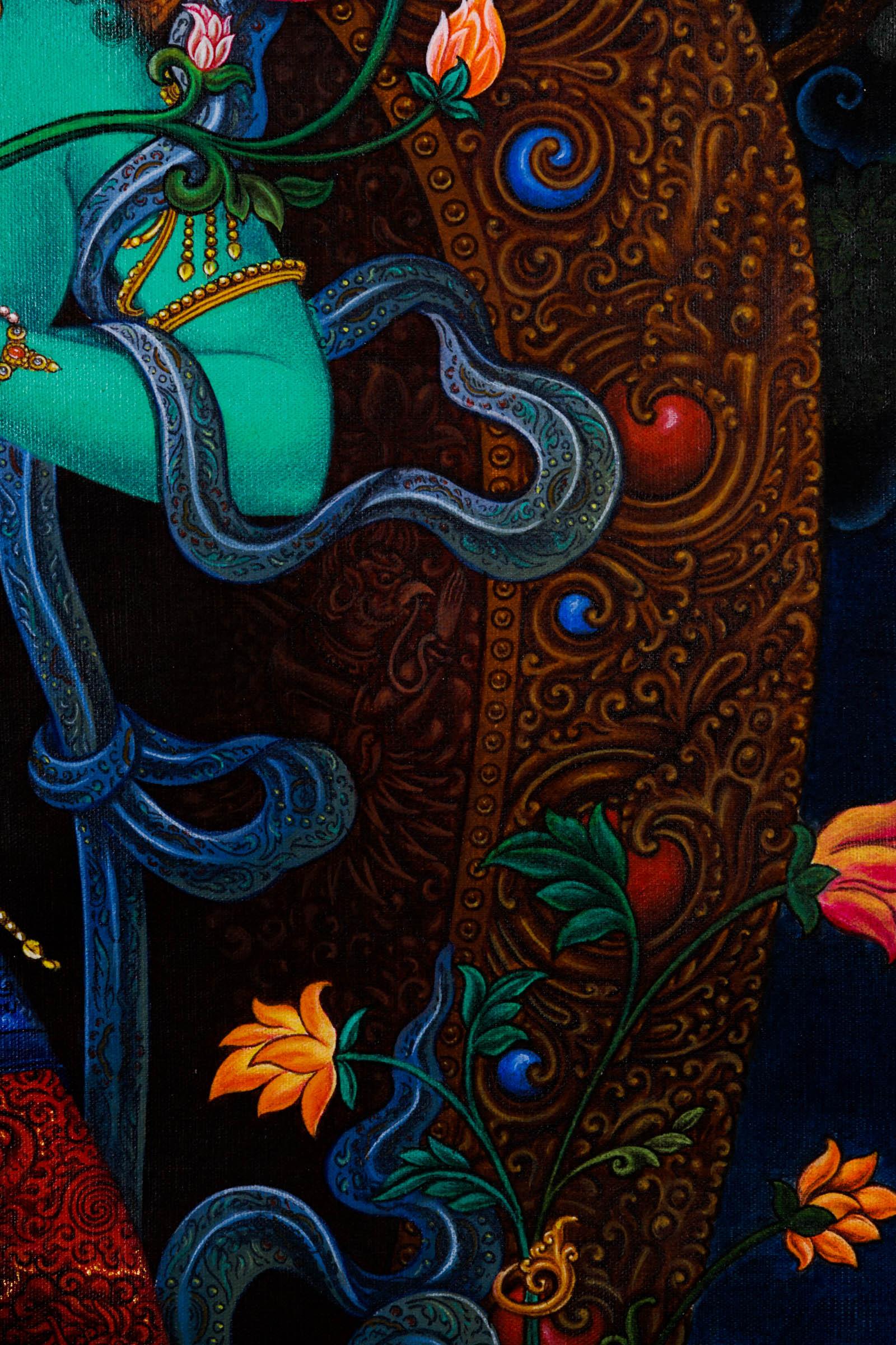 Newari Thangka - Green Tara - Best handpainted thangka painting - HimalayasShop