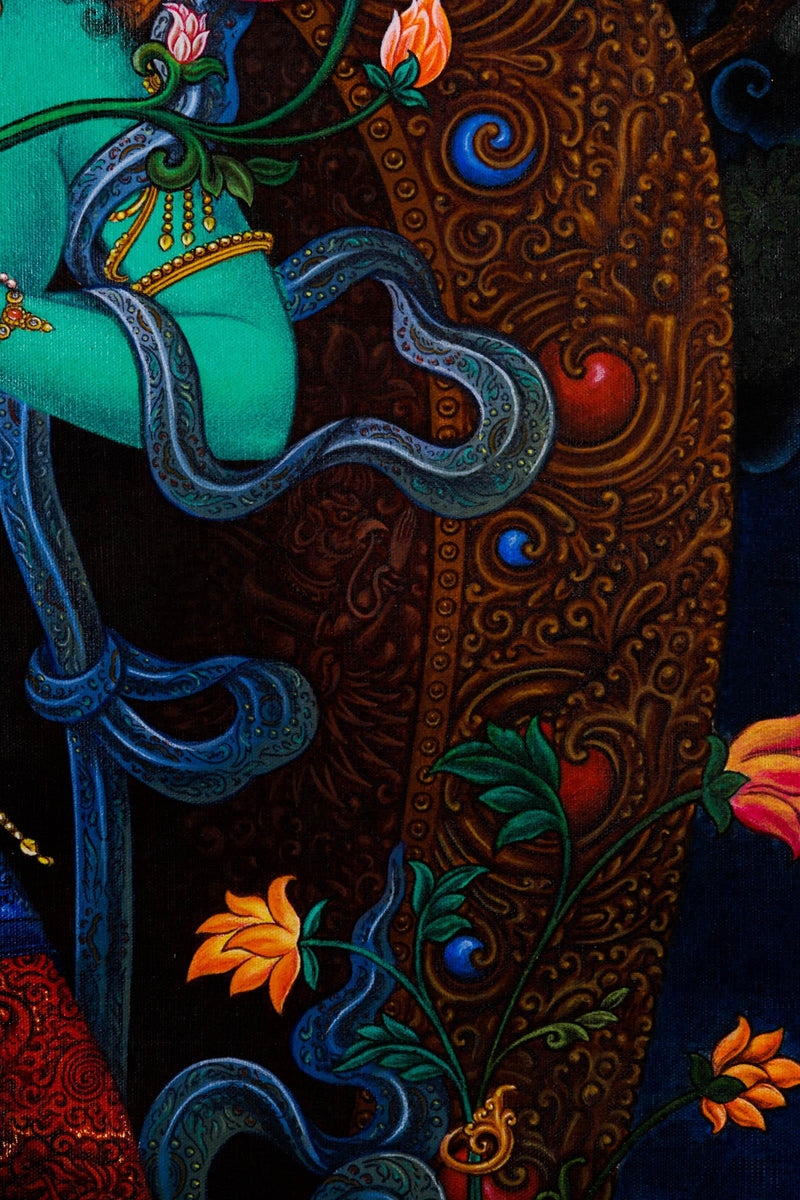 Newari Thangka - Green Tara - Best handpainted thangka painting - HimalayasShop
