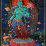 Newari Thangka - Green Tara - Best handpainted thangka painting - HimalayasShop