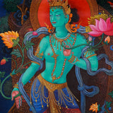 Newari Thangka - Green Tara - Best handpainted thangka painting - HimalayasShop