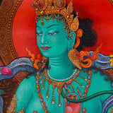 Newari Thangka - Green Tara - Best handpainted thangka painting - HimalayasShop