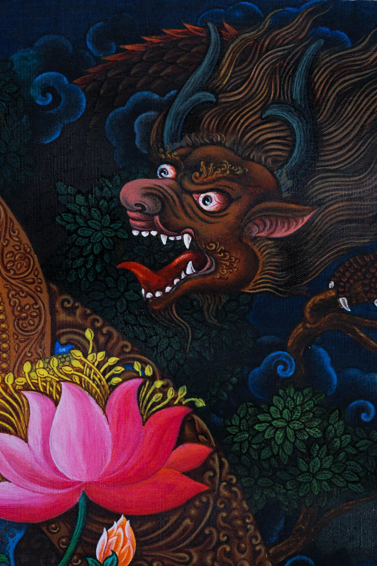 Newari Thangka - Green Tara - Best handpainted thangka painting - HimalayasShop