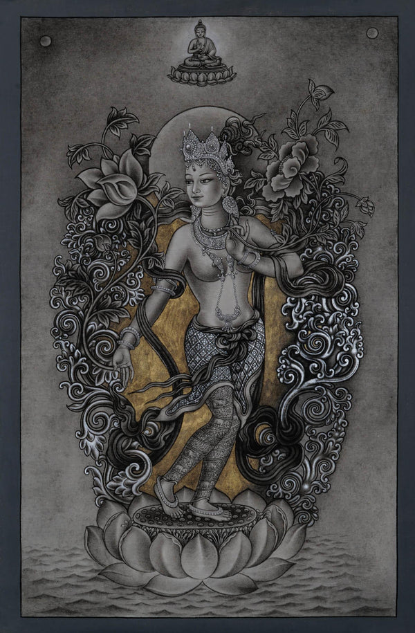 Green Tara Thangka - Best handpainted thangka painting - HimalayasShop