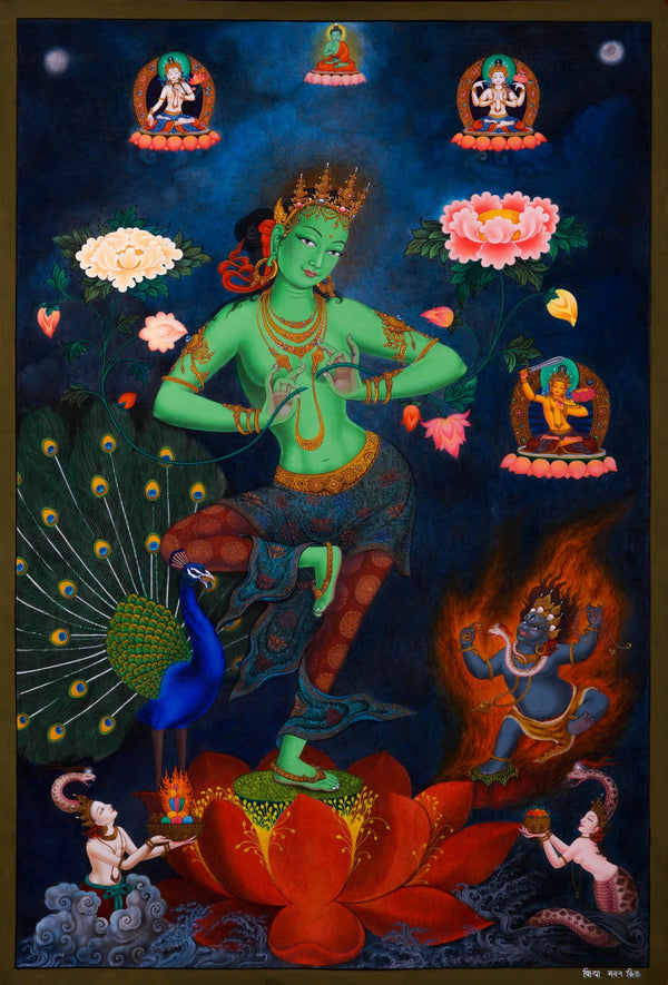 Green Tara Thangka - Best handpainted thangka painting - HimalayasShop