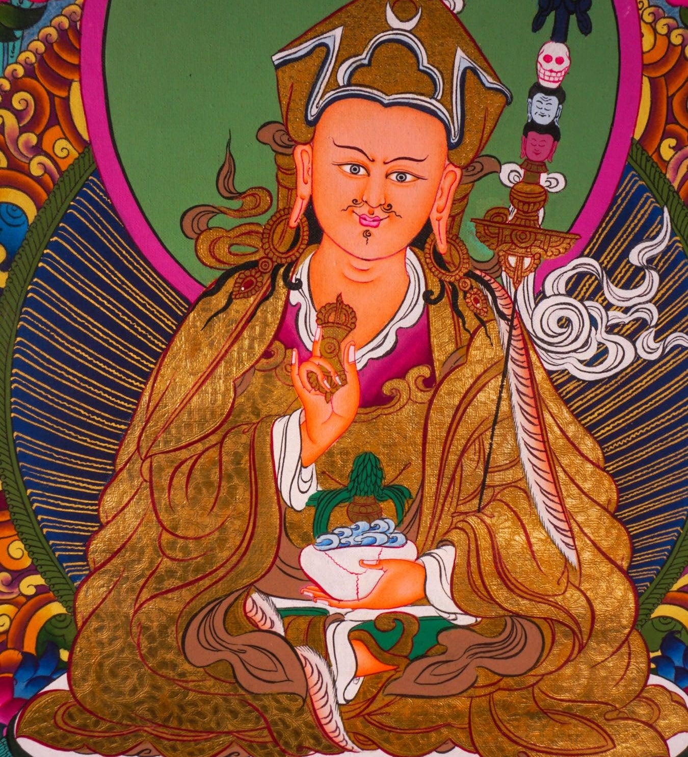 Guru Rinpoche With Ten Deities Thangka Art