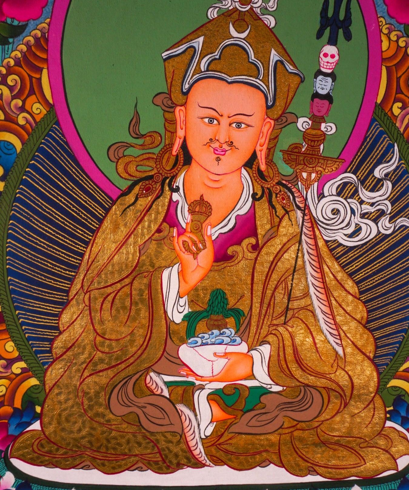 Guru Rinpoche With Ten Deities Thangka Art