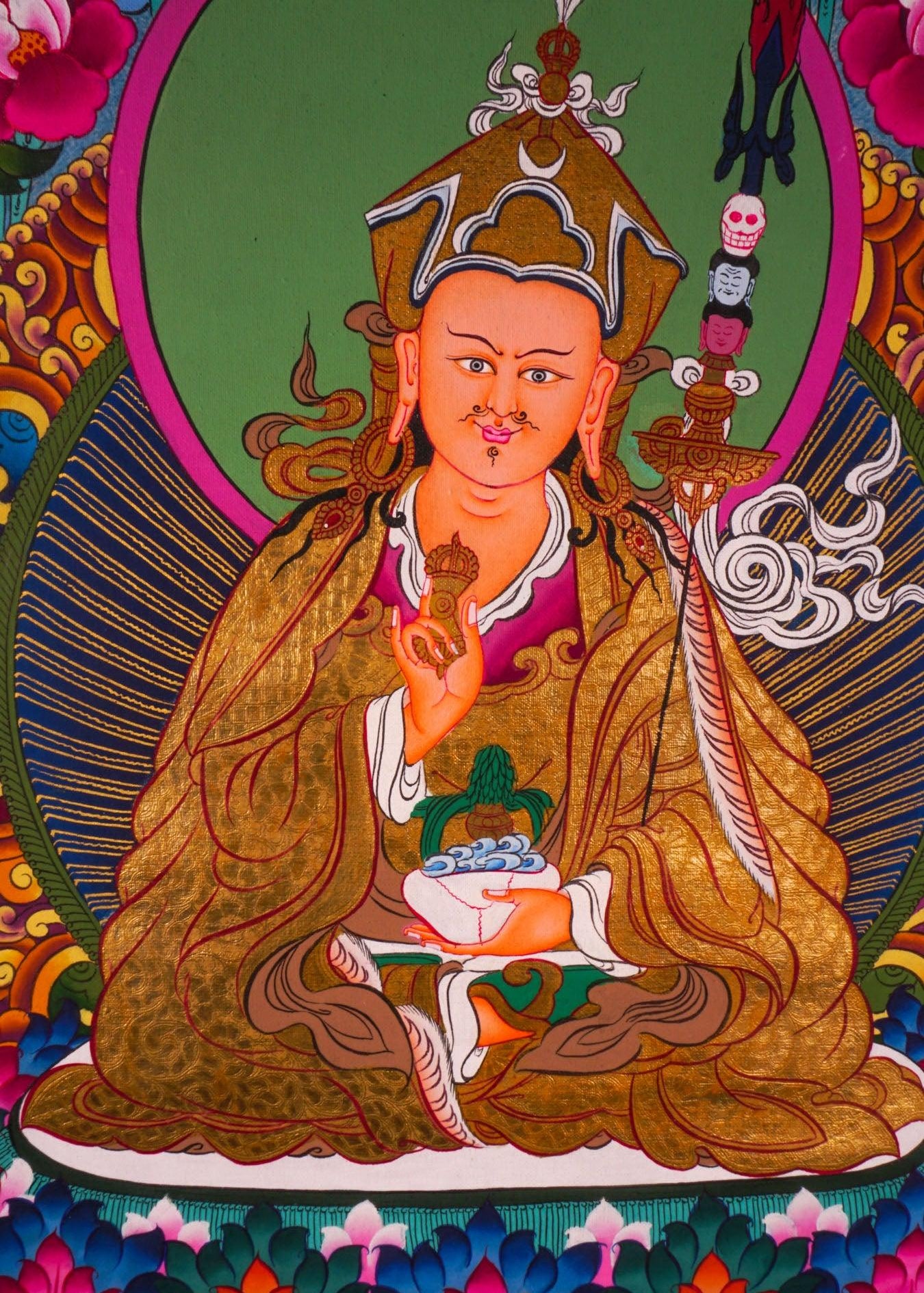 Guru Rinpoche With Ten Deities Thangka Art
