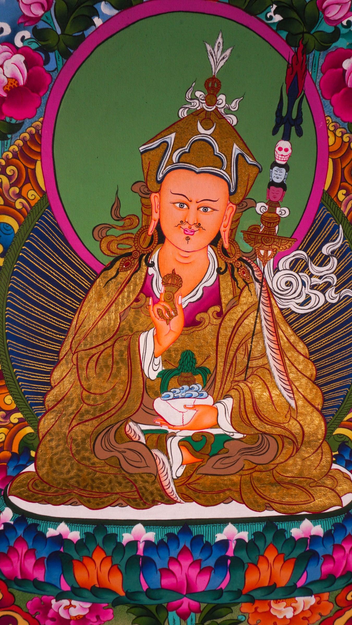 Guru Rinpoche With Ten Deities Thangka Art