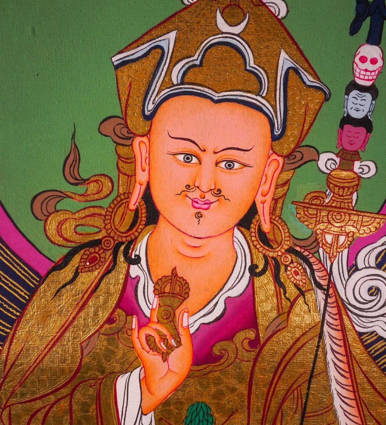 Guru Rinpoche With Ten Deities Thangka Art
