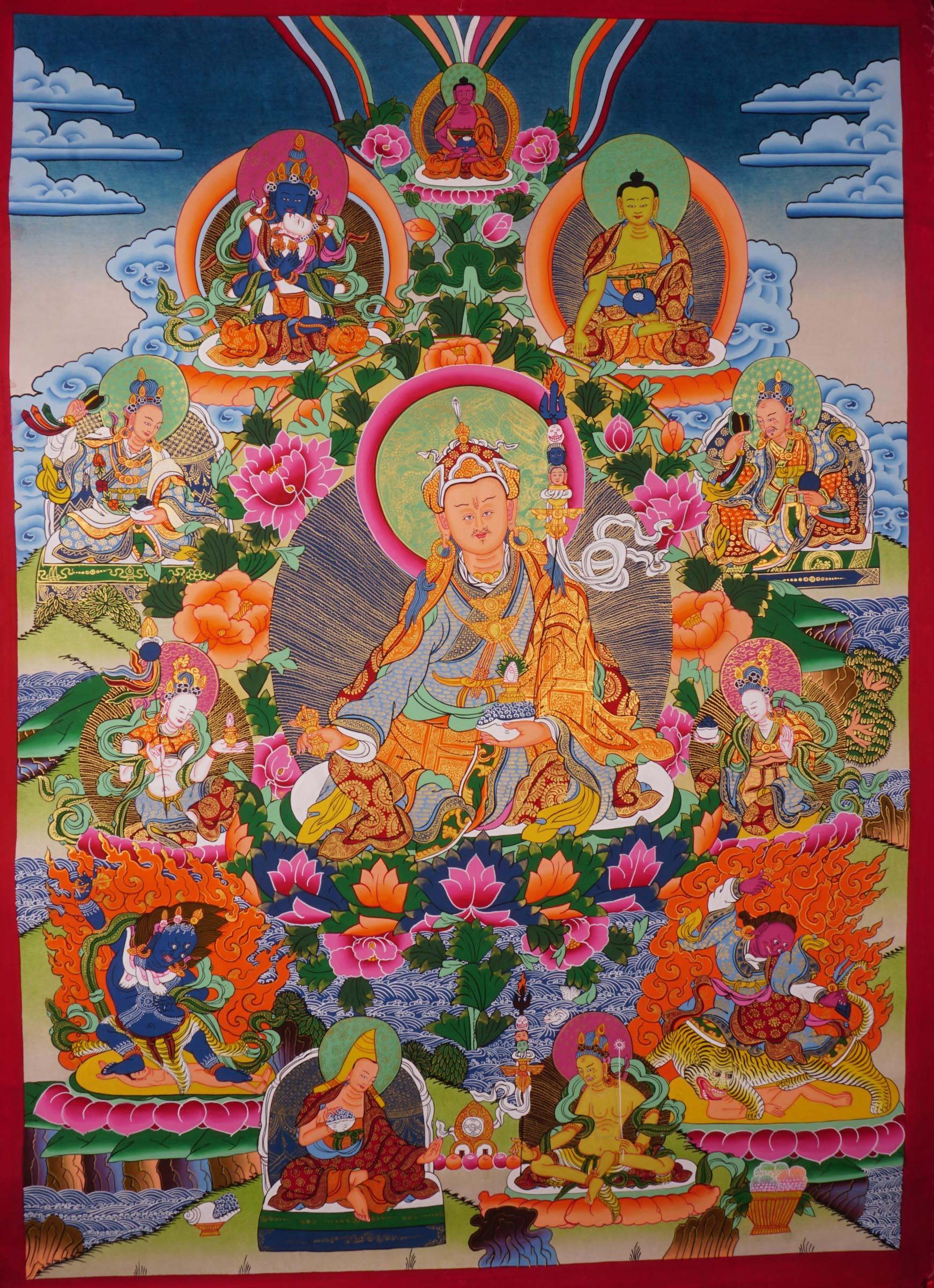 Guru Rinpoche With Eleven Deities Thangka Art