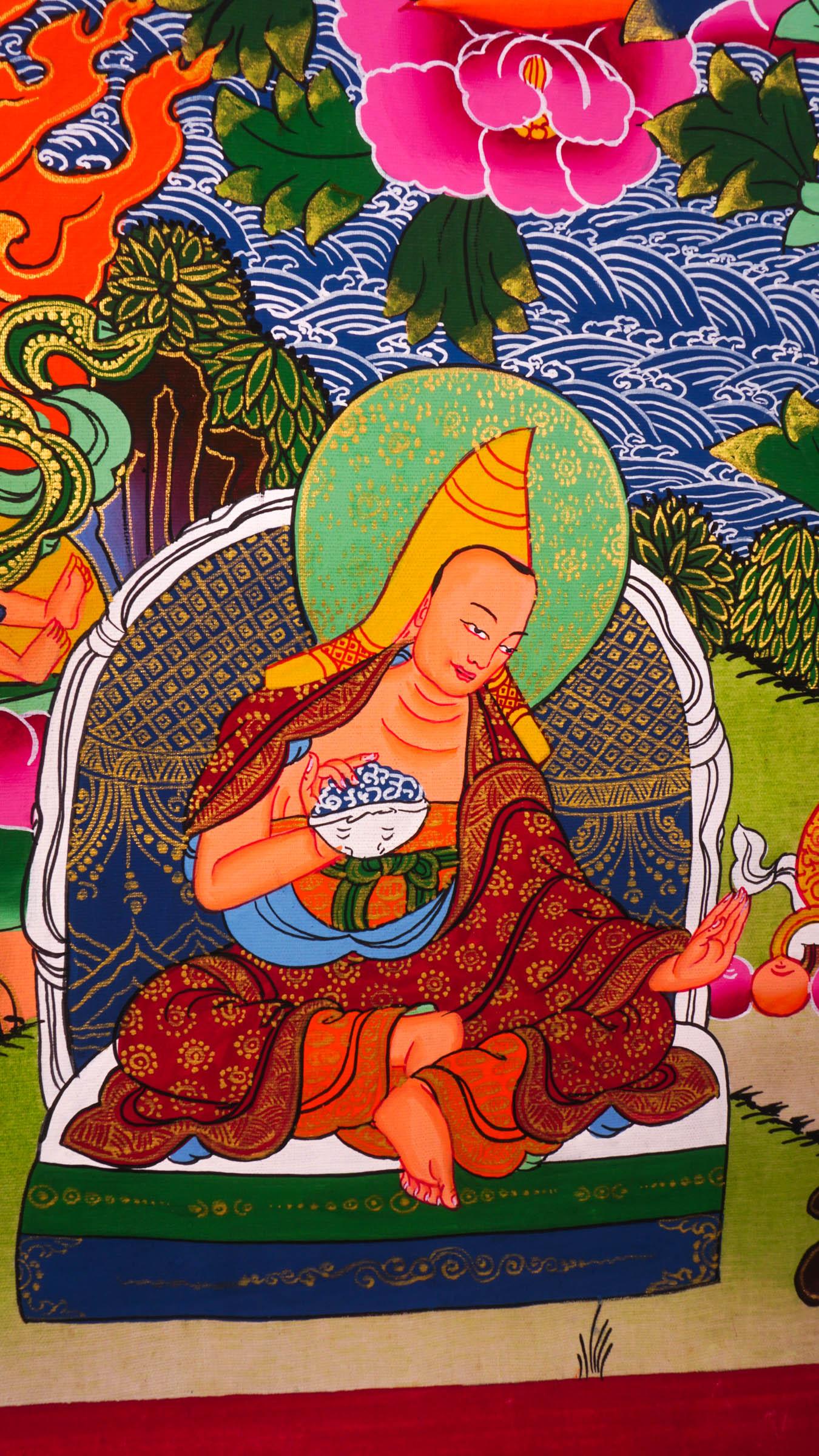 Guru Rinpoche With Eleven Deities Thangka Art