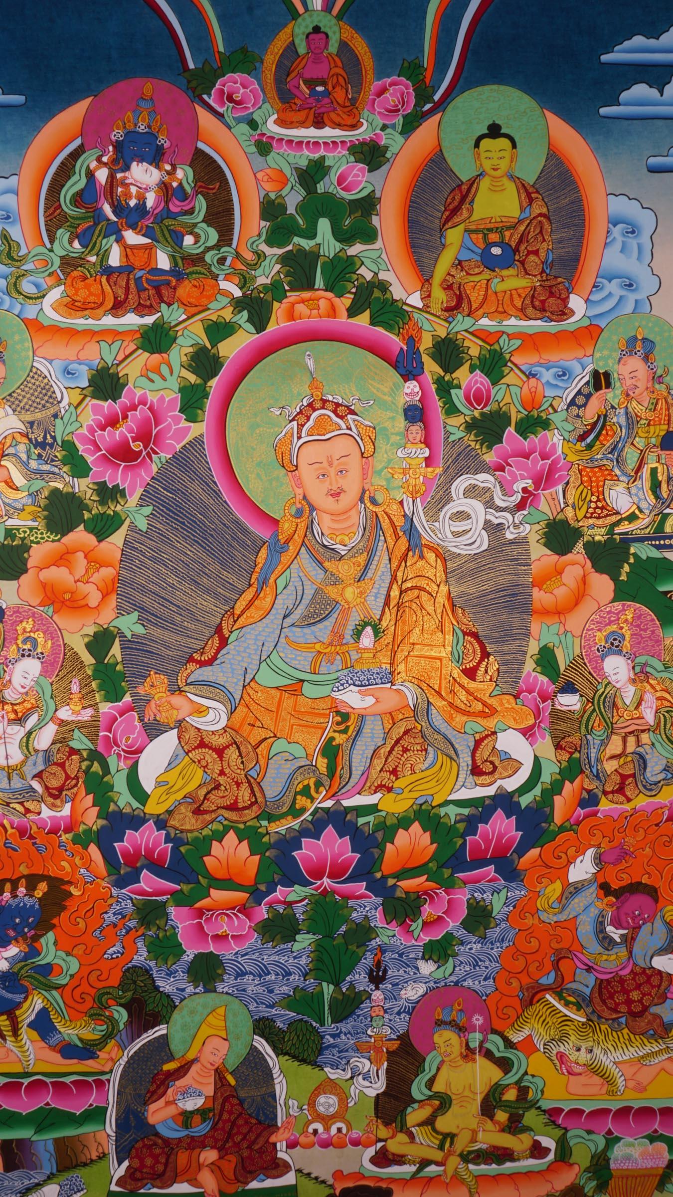 Guru Rinpoche With Eleven Deities Thangka Art