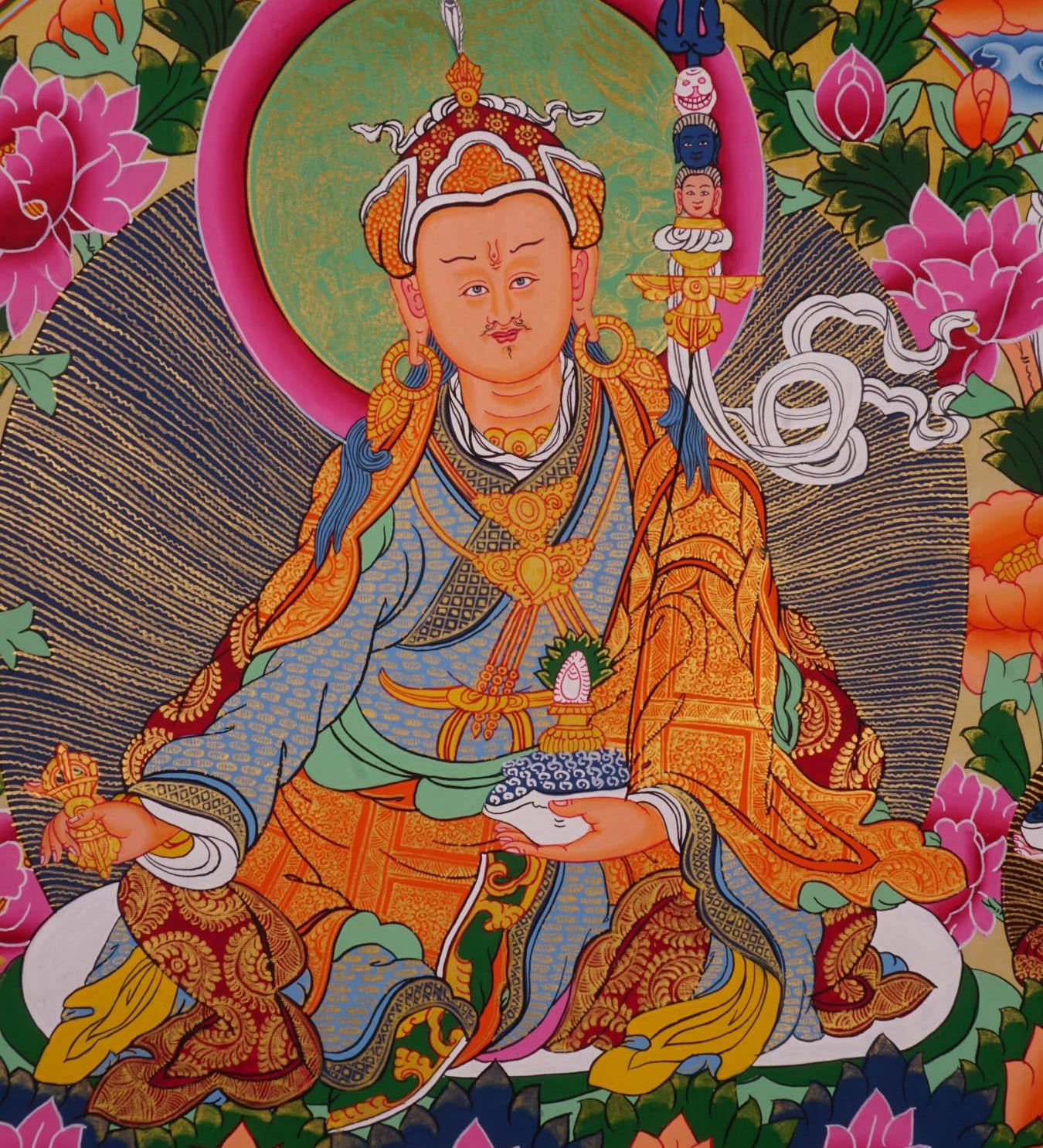 Guru Rinpoche With Eleven Deities Thangka Art