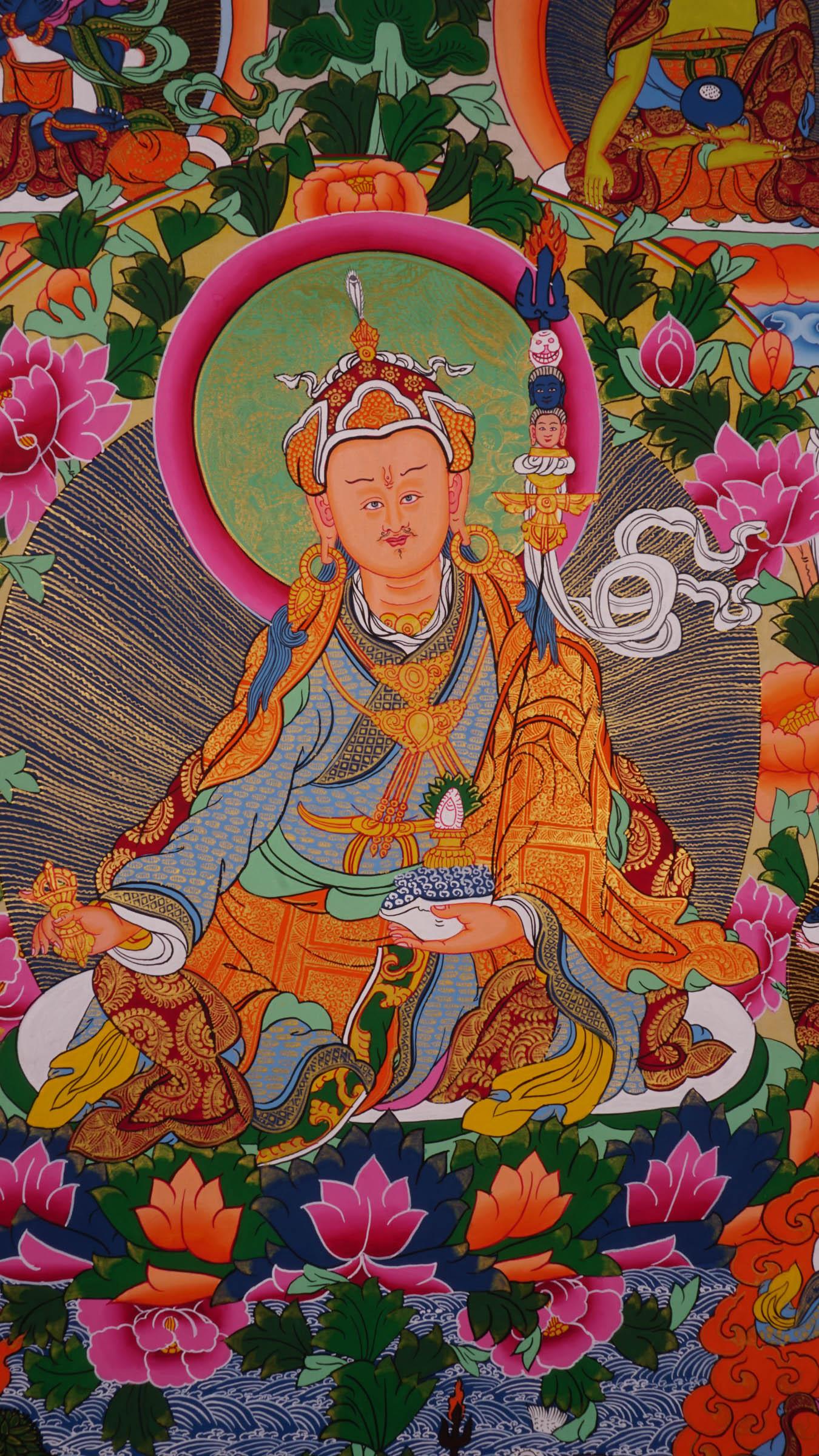 Guru Rinpoche With Eleven Deities Thangka Art