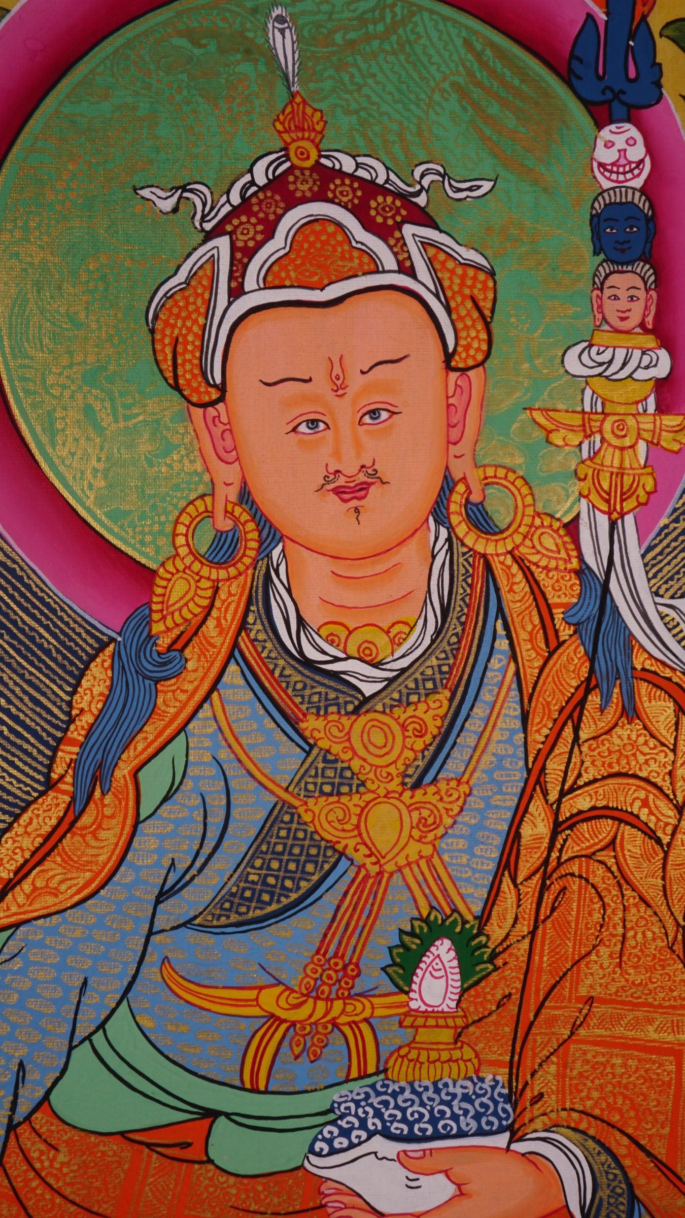 Guru Rinpoche With Eleven Deities Thangka Art