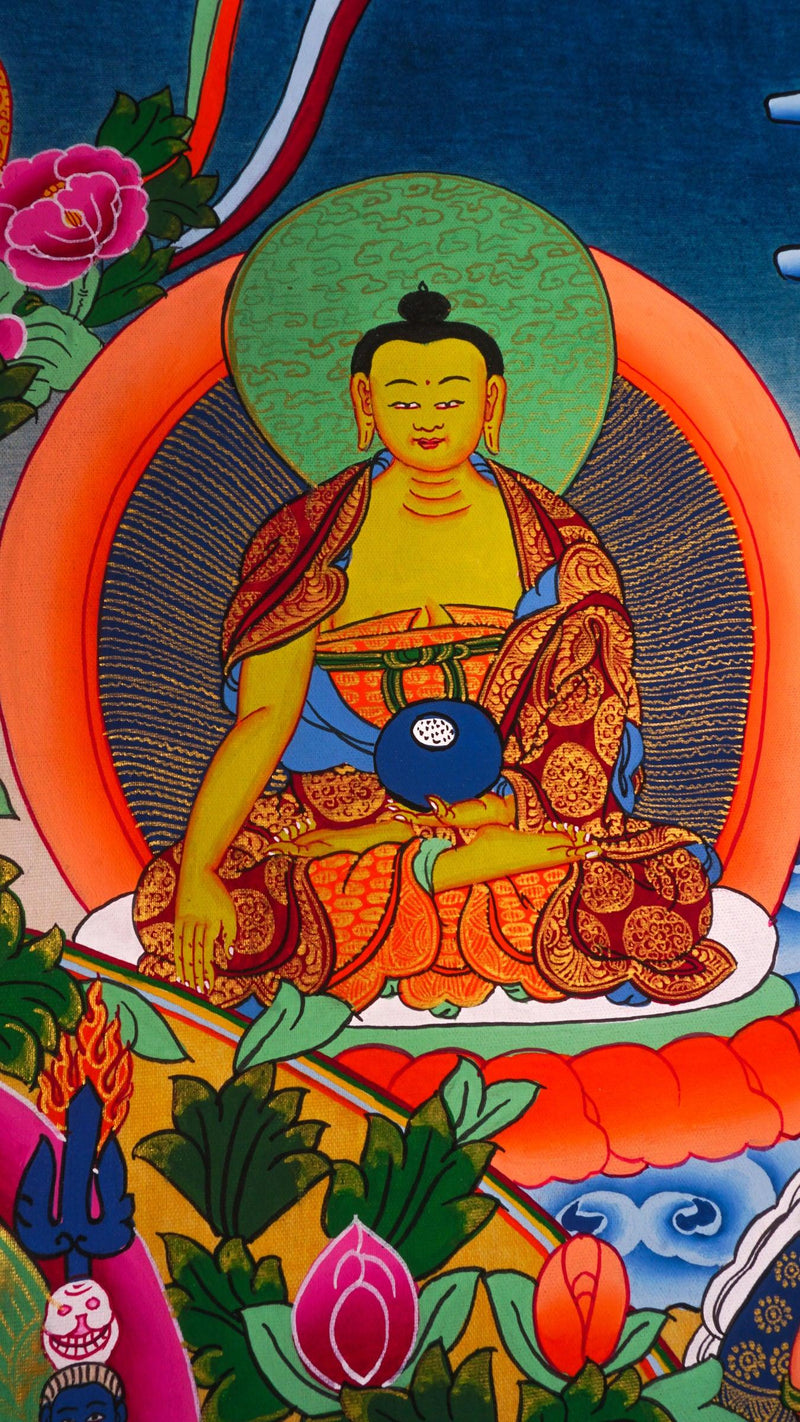 Guru Rinpoche With Eleven Deities Thangka Art