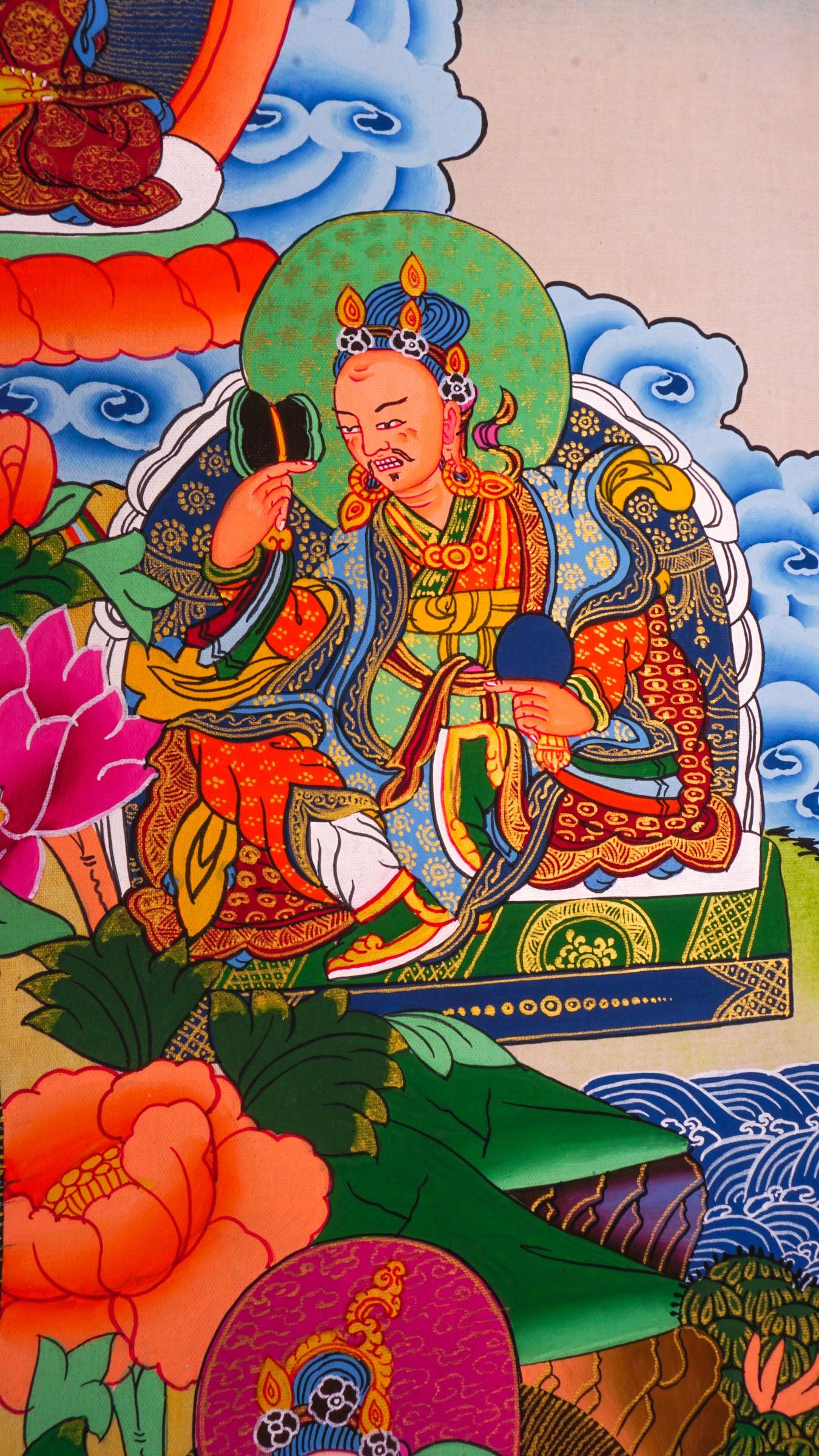 Guru Rinpoche With Eleven Deities Thangka Art