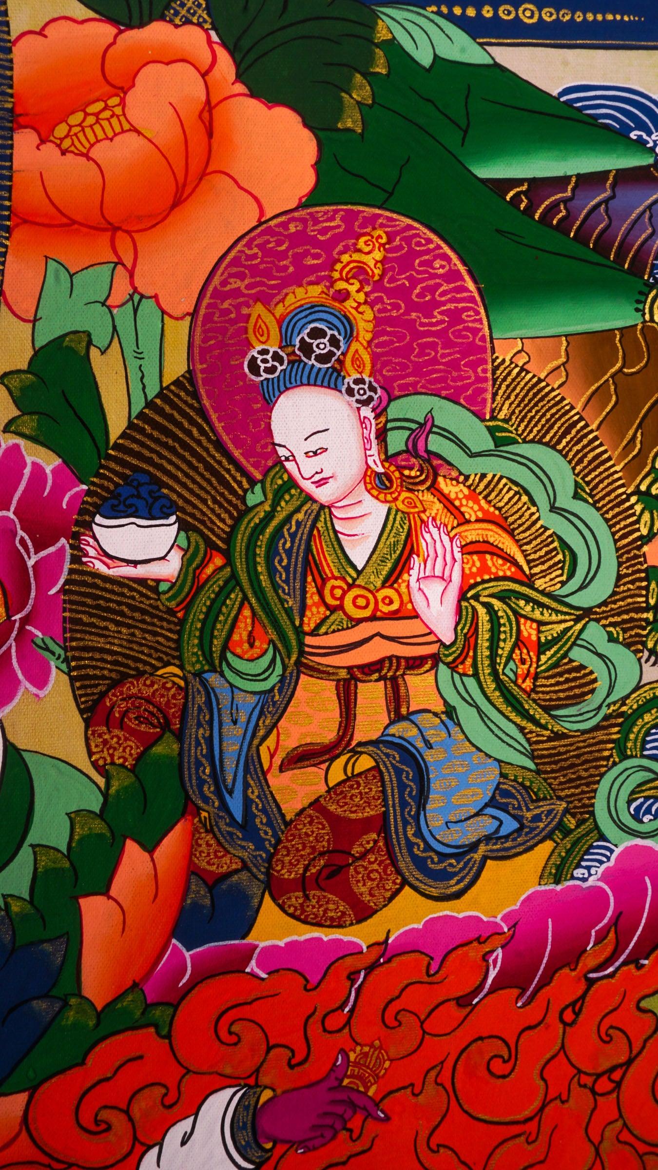 Guru Rinpoche With Eleven Deities Thangka Art
