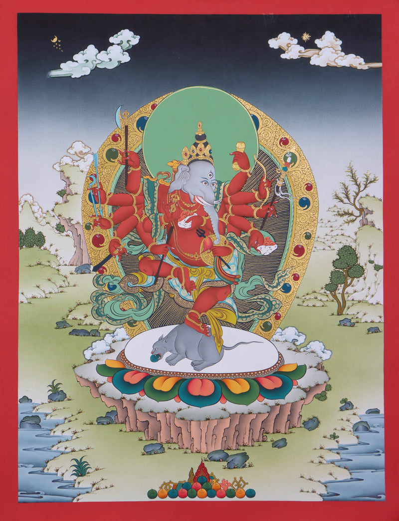 Shri Ganesh Thangka Painting - Himalayas Shop