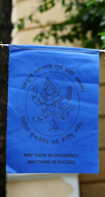 Blue Ganesh Prayer Flag Mantra of Ganesh on prayer flag