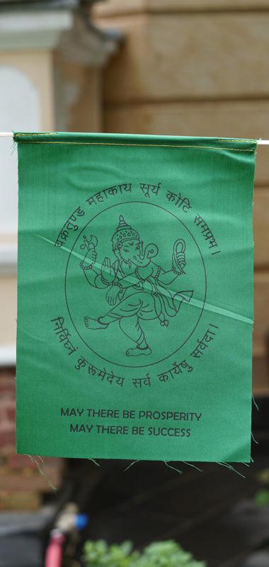 Green Ganesh Prayer Flag Mantra of Ganesh on prayer flag