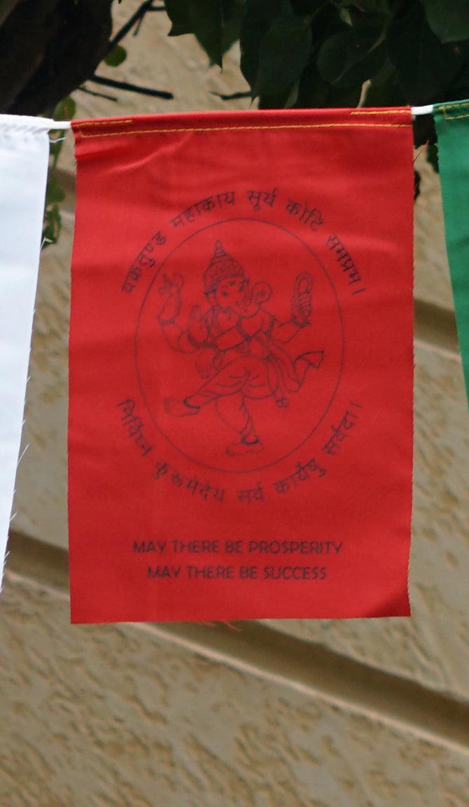 Red Ganesh Prayer Flag Mantra of Ganesh on prayer flag